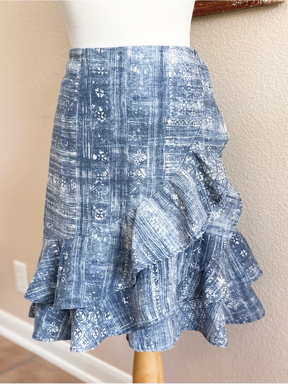 Skirt - LRL Lauren Jeans Co.
Blue & White Ruffle - Faux Wrap - 
Ruffled - Tiered